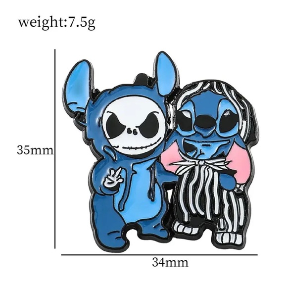 1 LEFT‼️ Lilo & Stitch X Nightmare Before Christmas Skull Disney Fan Badge Gift - Picture 4 of 10